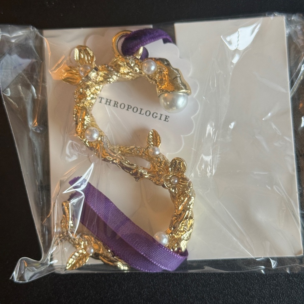 Anthropologie Gold and Purple S initial ornament
